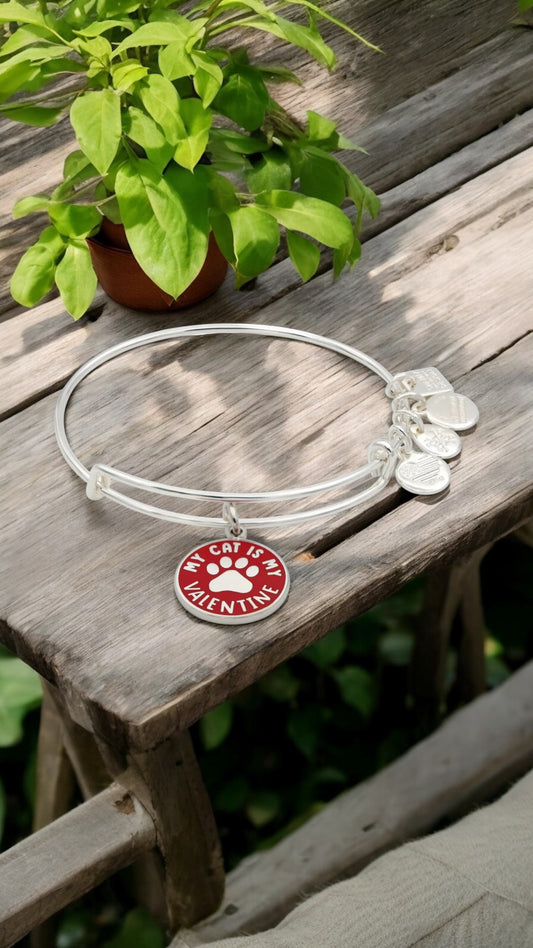 Alex and Ani - “My Cat Is My Valentine” Charm Bangle Bracelet