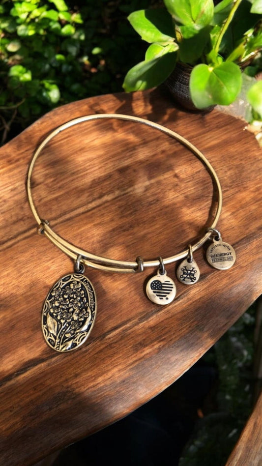 Alex and Ani - ‘Grandmother’ Flower Charm Bangle Bracelet