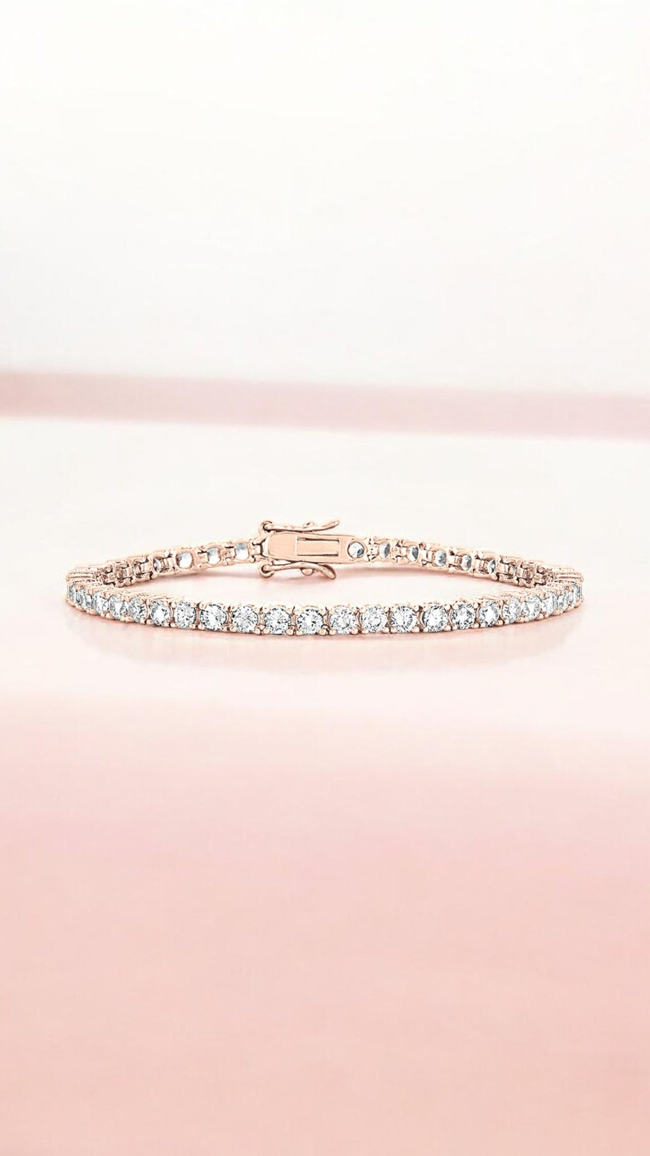 Genevieve Classic Tennis Bracelet CZ Rose Gold Vermeil Over .925 Sterling Silver