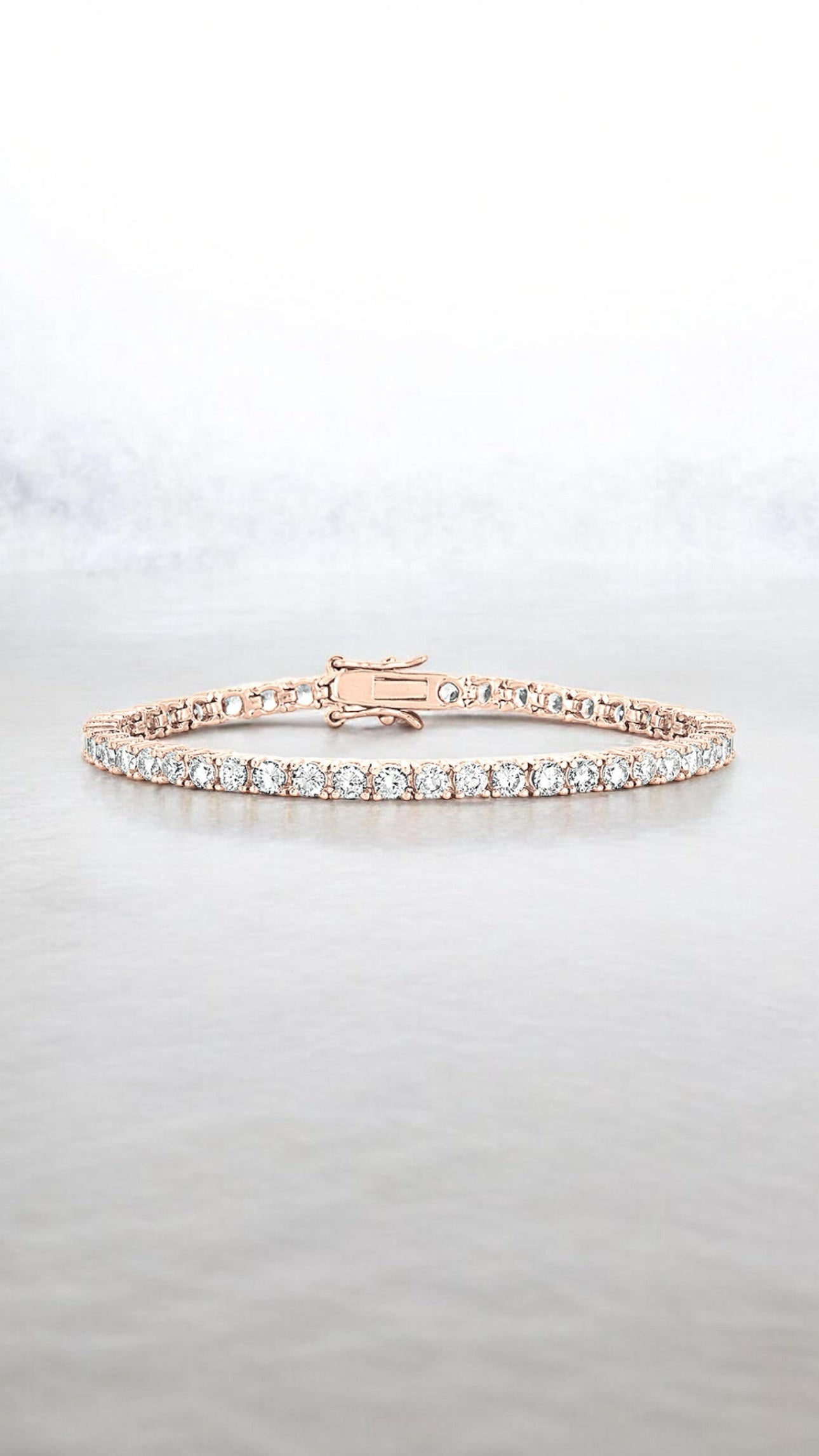 Genevieve Classic Tennis Bracelet CZ Rose Gold Vermeil Over .925 Sterling Silver