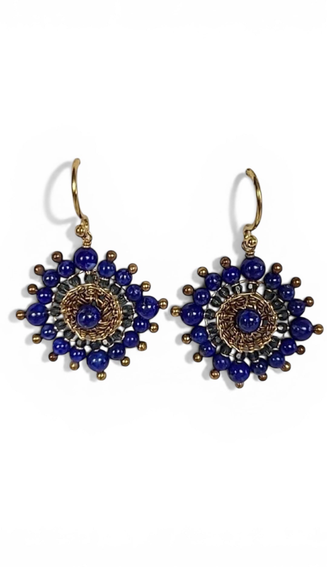 Chan Luu - Lapis Lazuli & Micro Mini Iolite Gemstones Drop Pierced Earrings