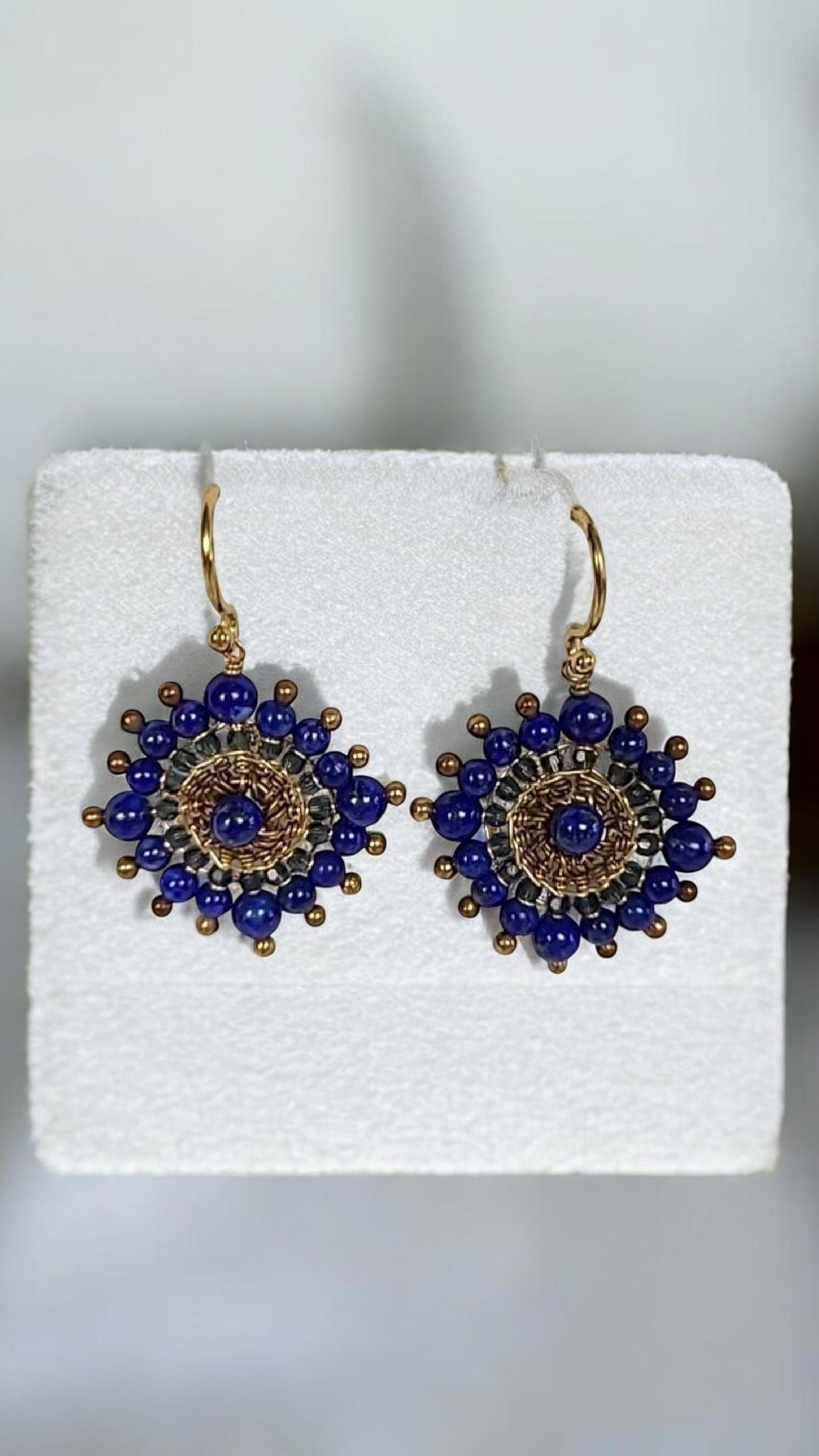 Chan Luu - Lapis Lazuli & Micro Mini Iolite Gemstones Drop Pierced Earrings