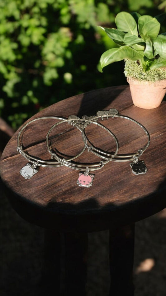 Alex and Ani - Cat Charm Bangle Bracelet Three Different Colors, Your Choice