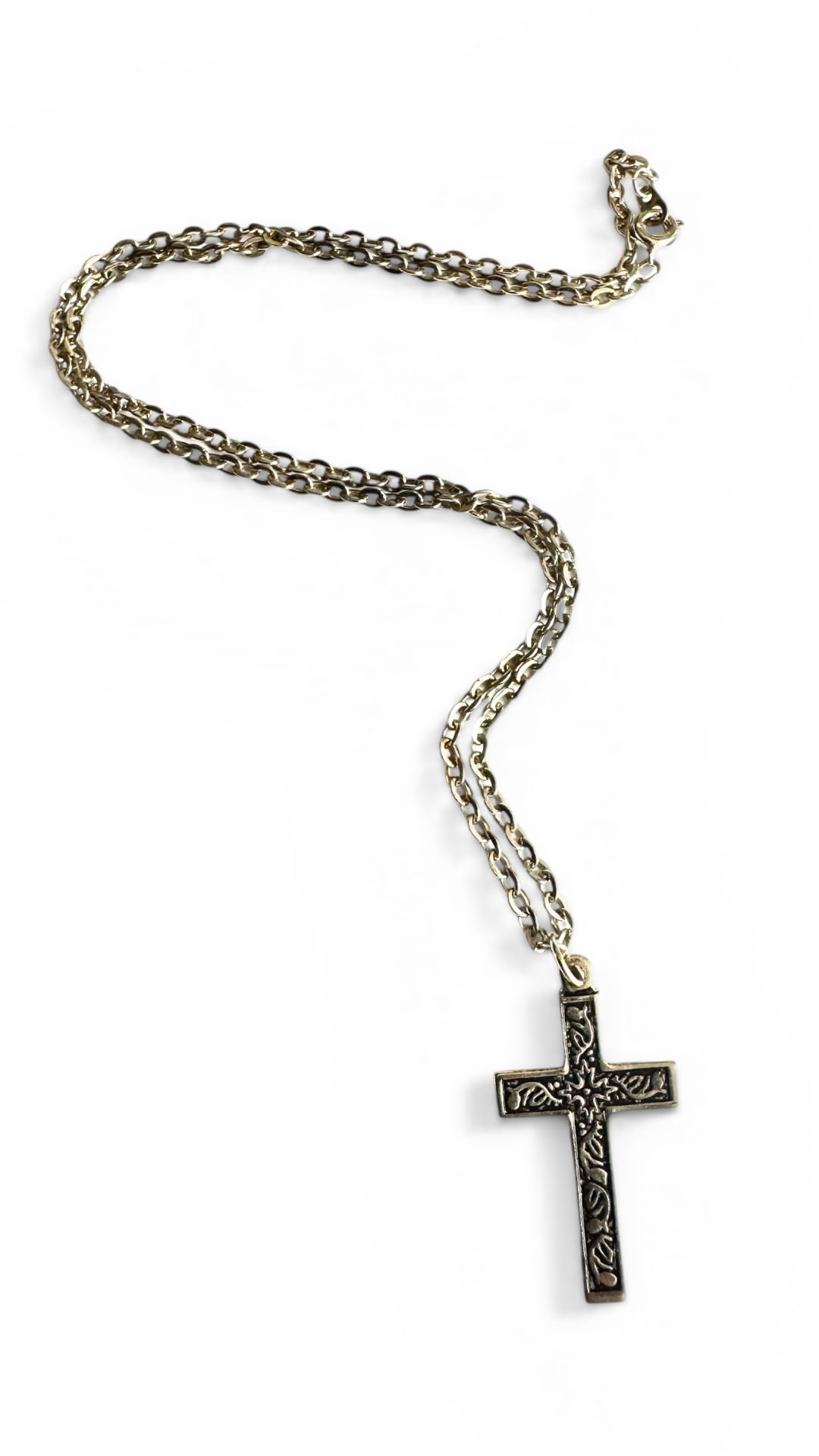 Stainless Steel Textured Cross with a Vine