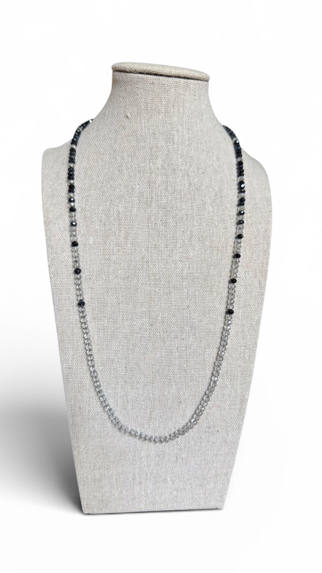 Chan Luu - Vintage Clear and Black Crystal Necklace, Sterling Silver