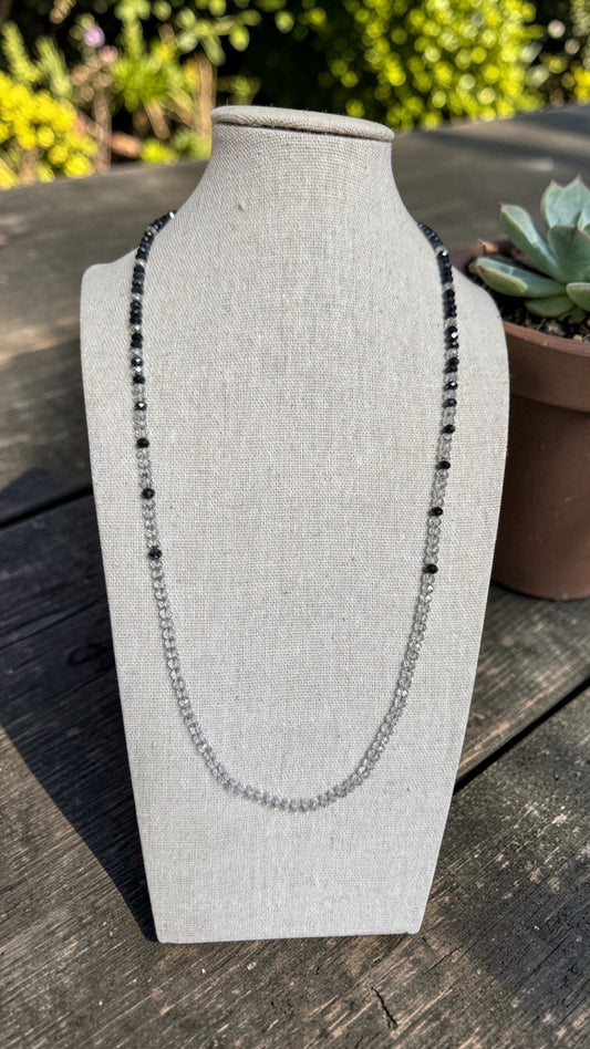 Chan Luu - Vintage Clear and Black Crystal Necklace, Sterling Silver