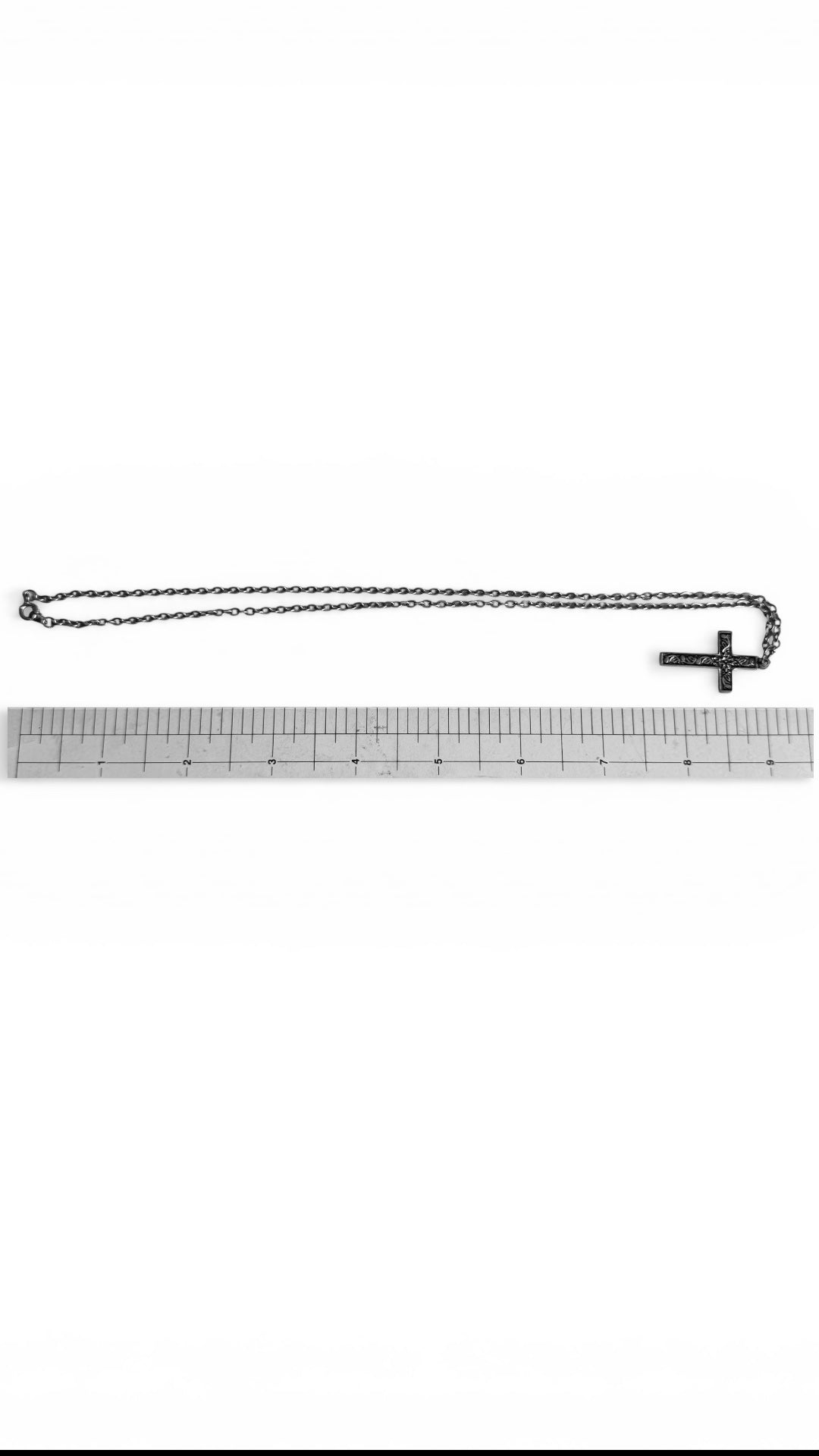 Stainless Steel Textured Cross with a Vine