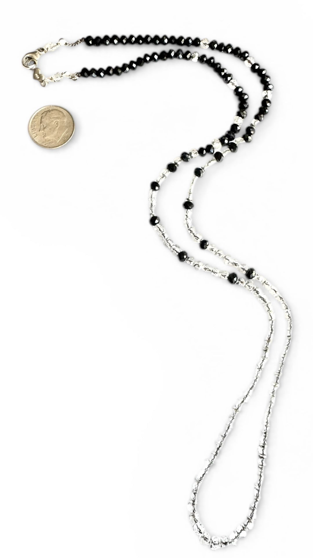 Chan Luu - Vintage Clear and Black Crystal Necklace, Sterling Silver