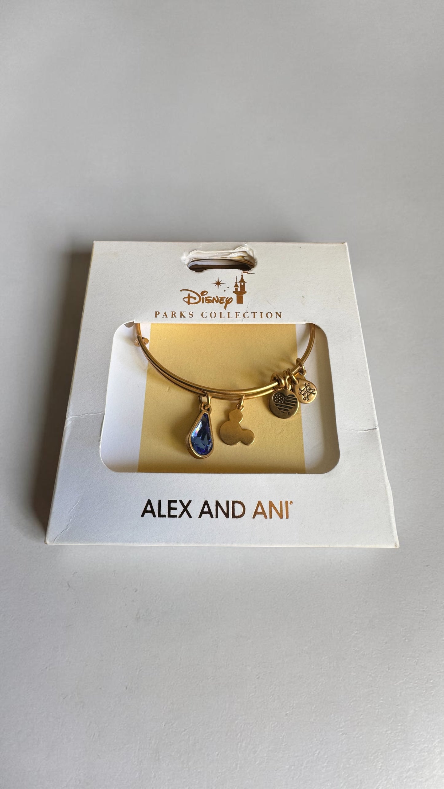 Alex and Ani - Park Exclusive - Tear Drop September Birth Swarovski Crystal Bangle Bracelet Rafaelian Gold, NIB