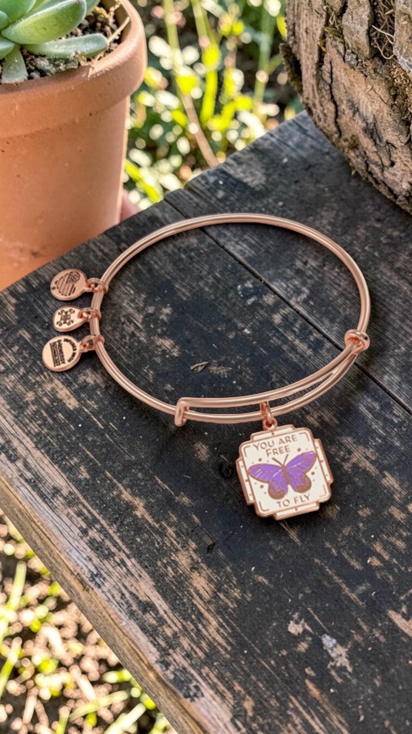 Alex and Ani - Rose Gold ‘You Are Free To Fly‘ Charm Bangle Bracelet