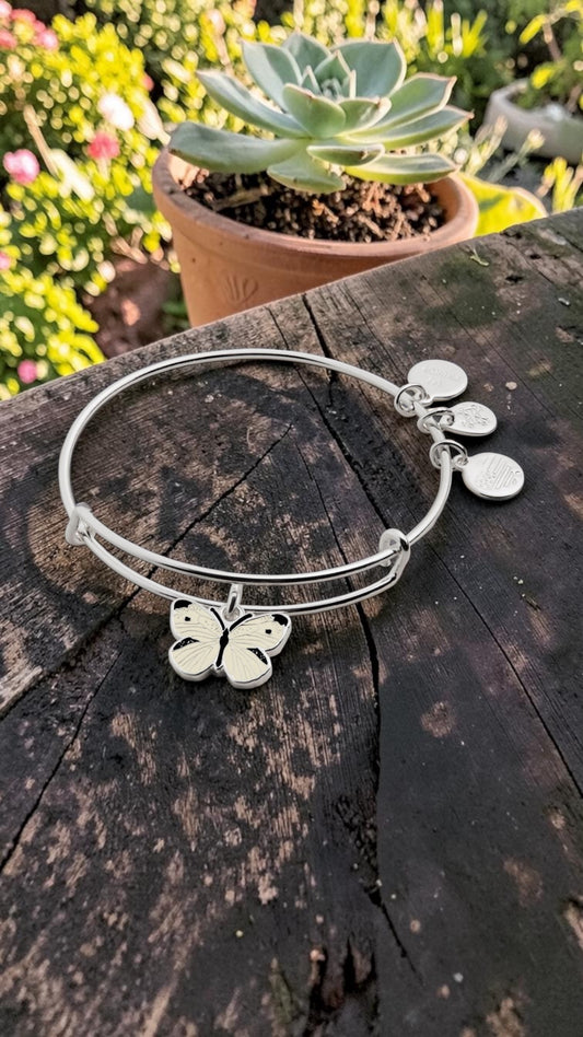 Alex and Ani - Cabbage White Butterfly Charm Bangle