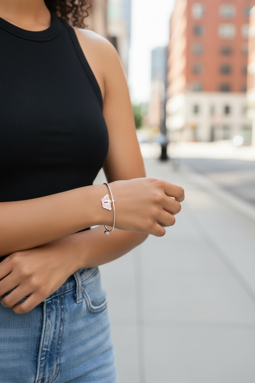 Alex and Ani - Comma Butterfly Charm Bangle Bracelet