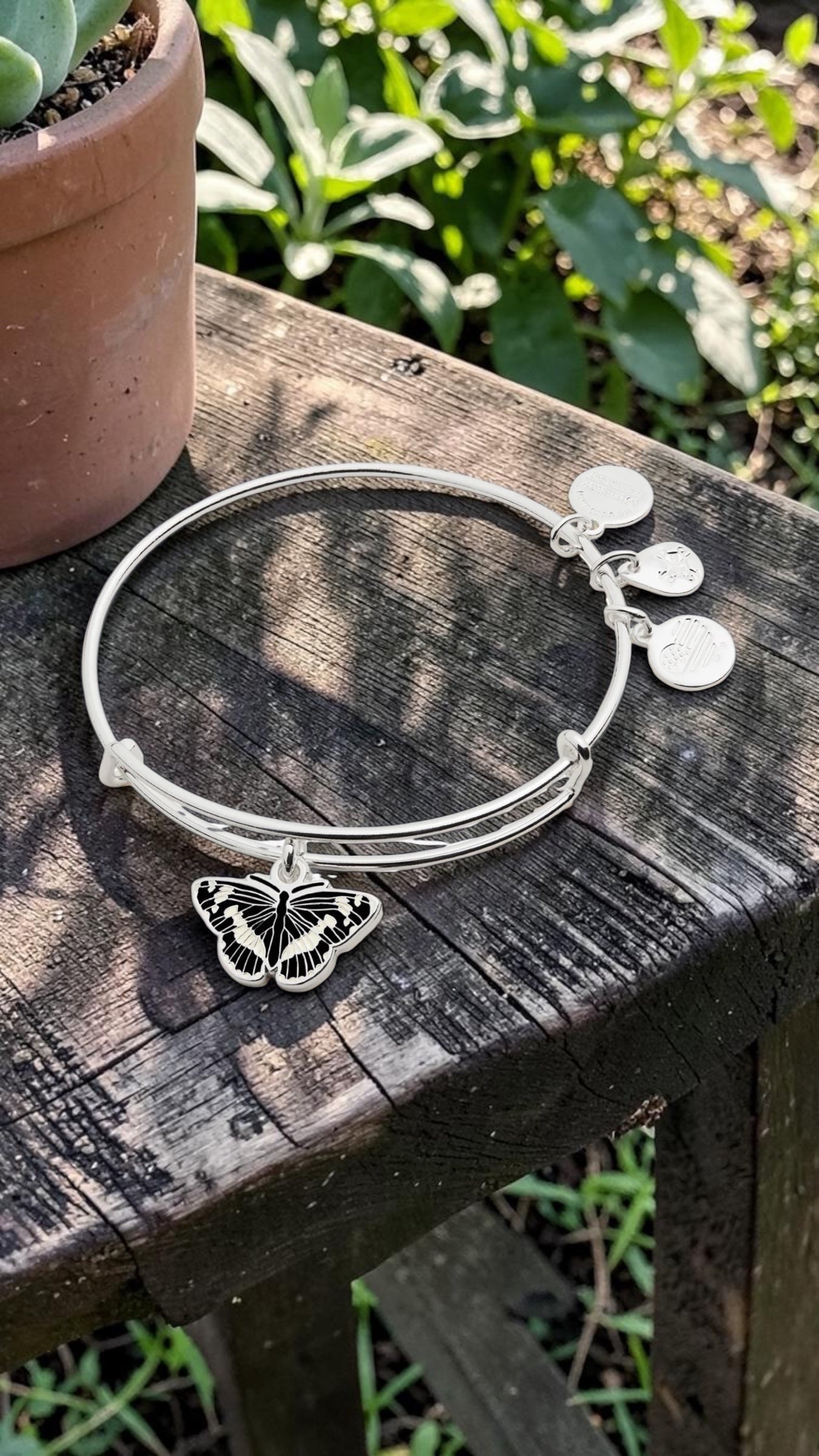 Alex and Ani - White Admiral Butterfly Charm Bangle Bracelet