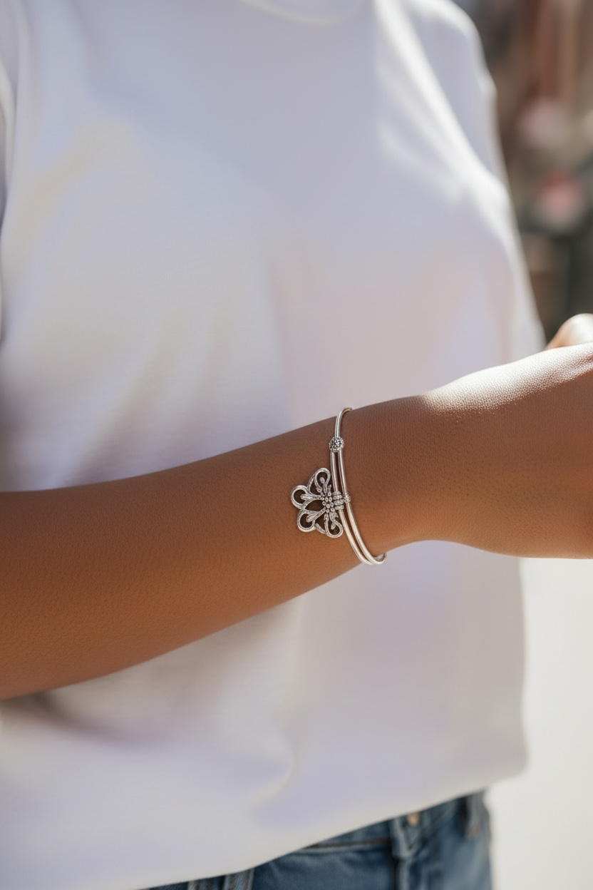 Alex and Ani - White Admiral Butterfly Charm Bangle Bracelet