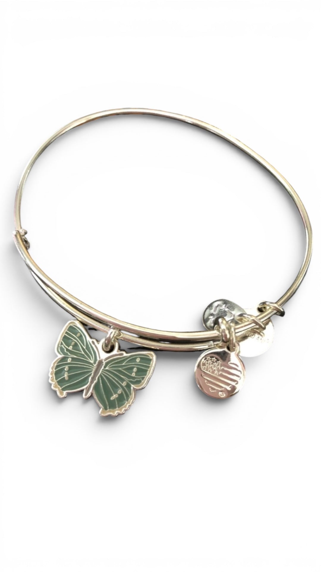 Alex and Ani - Rare Green Hairstreak Butterfly Charm Bangle Bracelet