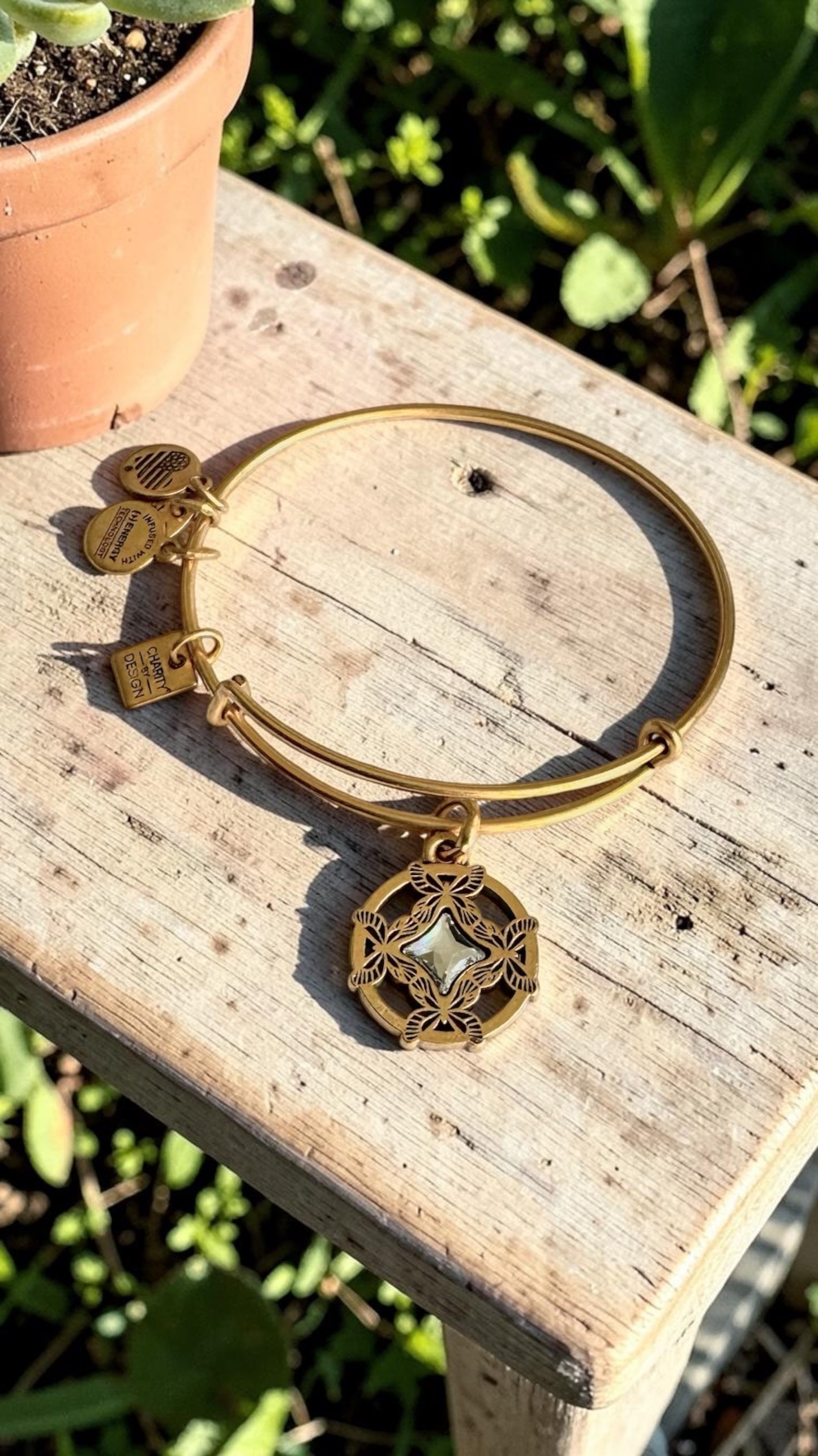 Alex and Ani - Wings of Change Butterfly Charm Bangle Bracelet with a Swarovski Crystal