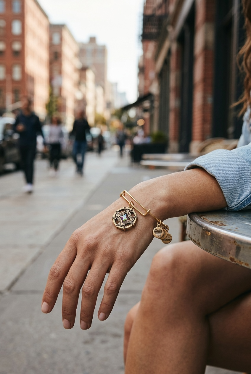 Alex and Ani - Wings of Change Butterfly Charm Bangle Bracelet with a Swarovski Crystal