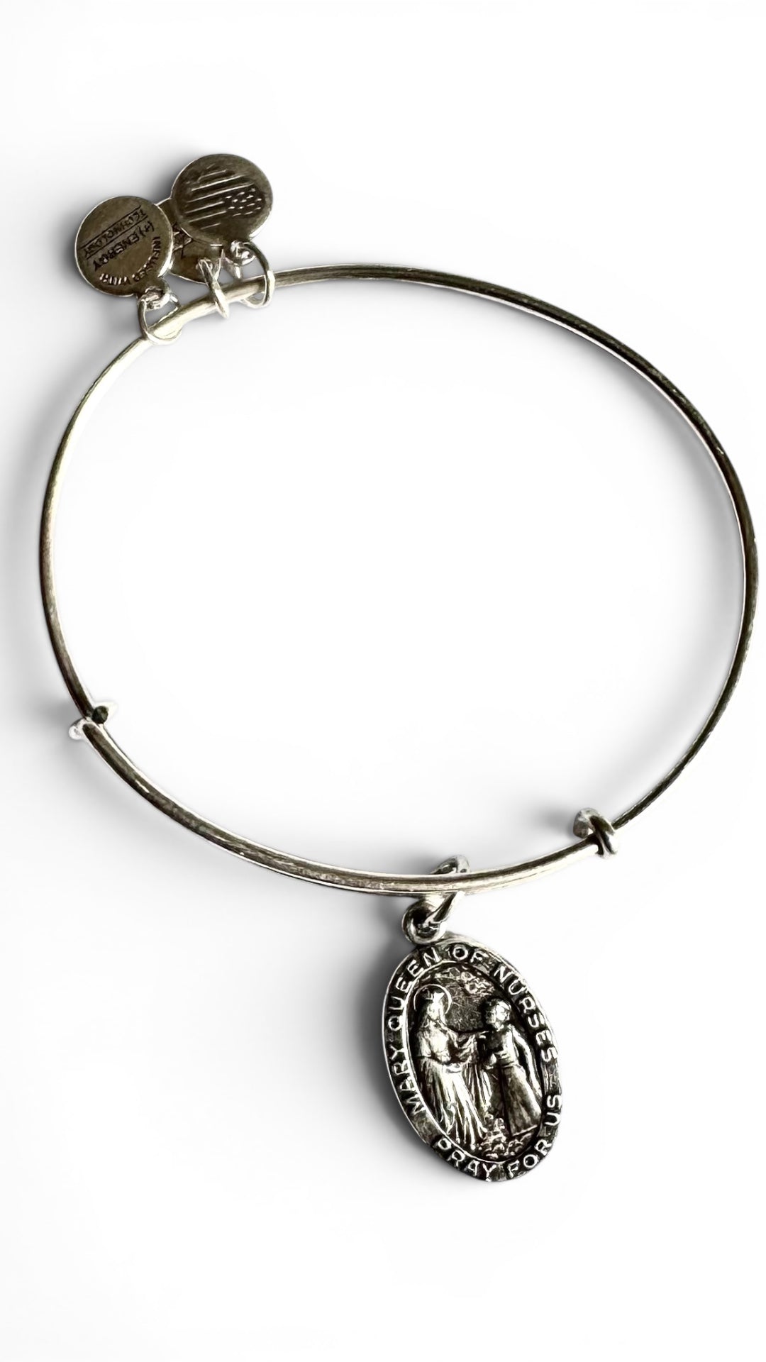 Alex and Ani - Mary, Queen of Nurses, Pray for Us, Charm Bangle Bracelet