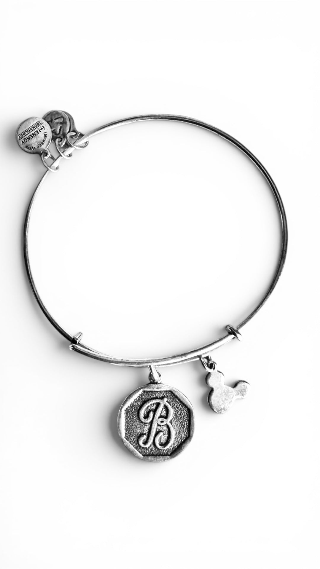 Alex and Ani - Park Exclusive Initial B with Mickey’s Silhouette Charm Bangle Bracelet ￼