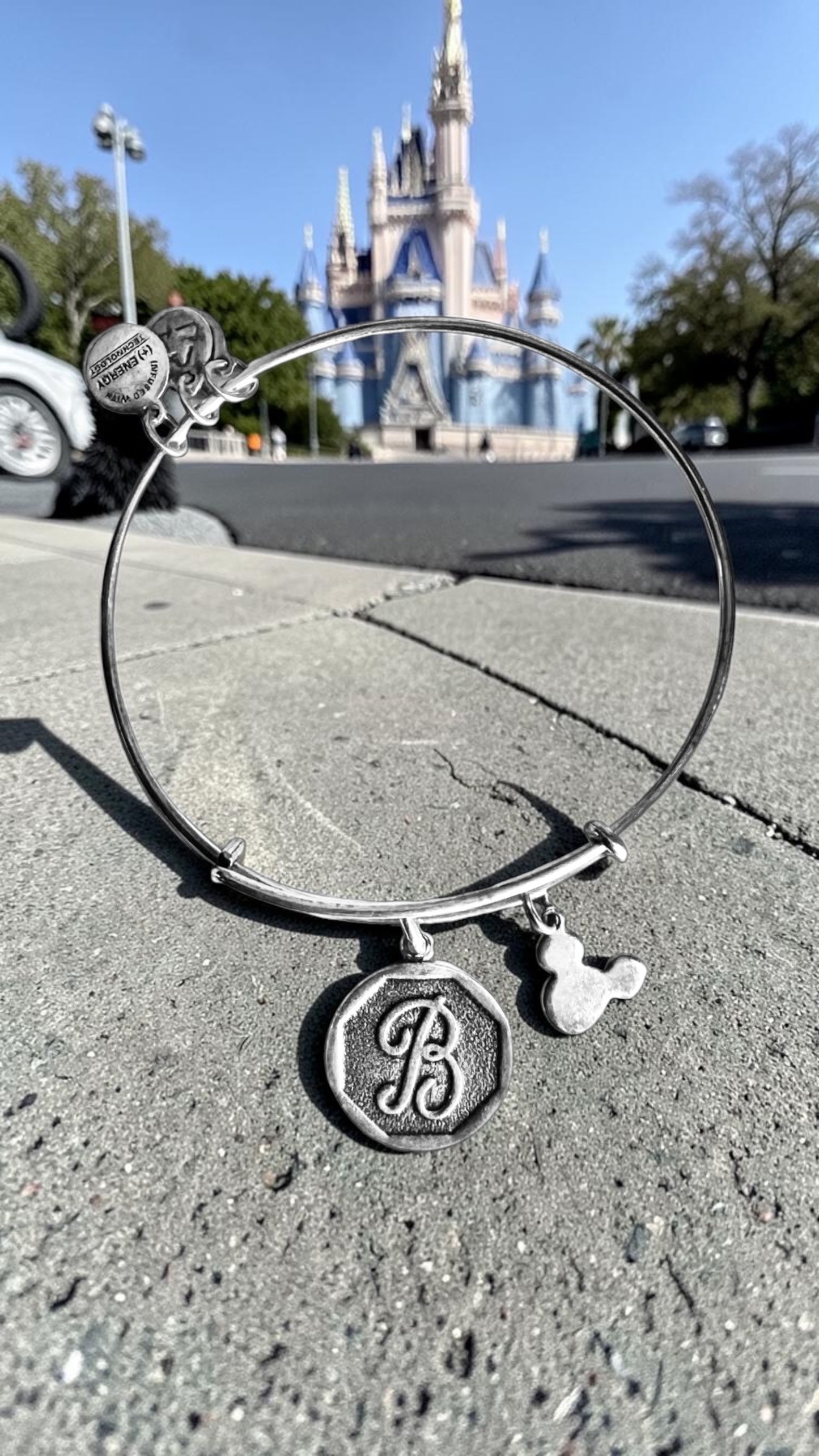 Alex and Ani - Park Exclusive Initial B with Mickey’s Silhouette Charm Bangle Bracelet ￼