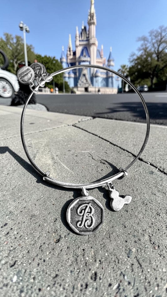 Alex and Ani - Park Exclusive Initial B with Mickey’s Silhouette Charm Bangle Bracelet ￼