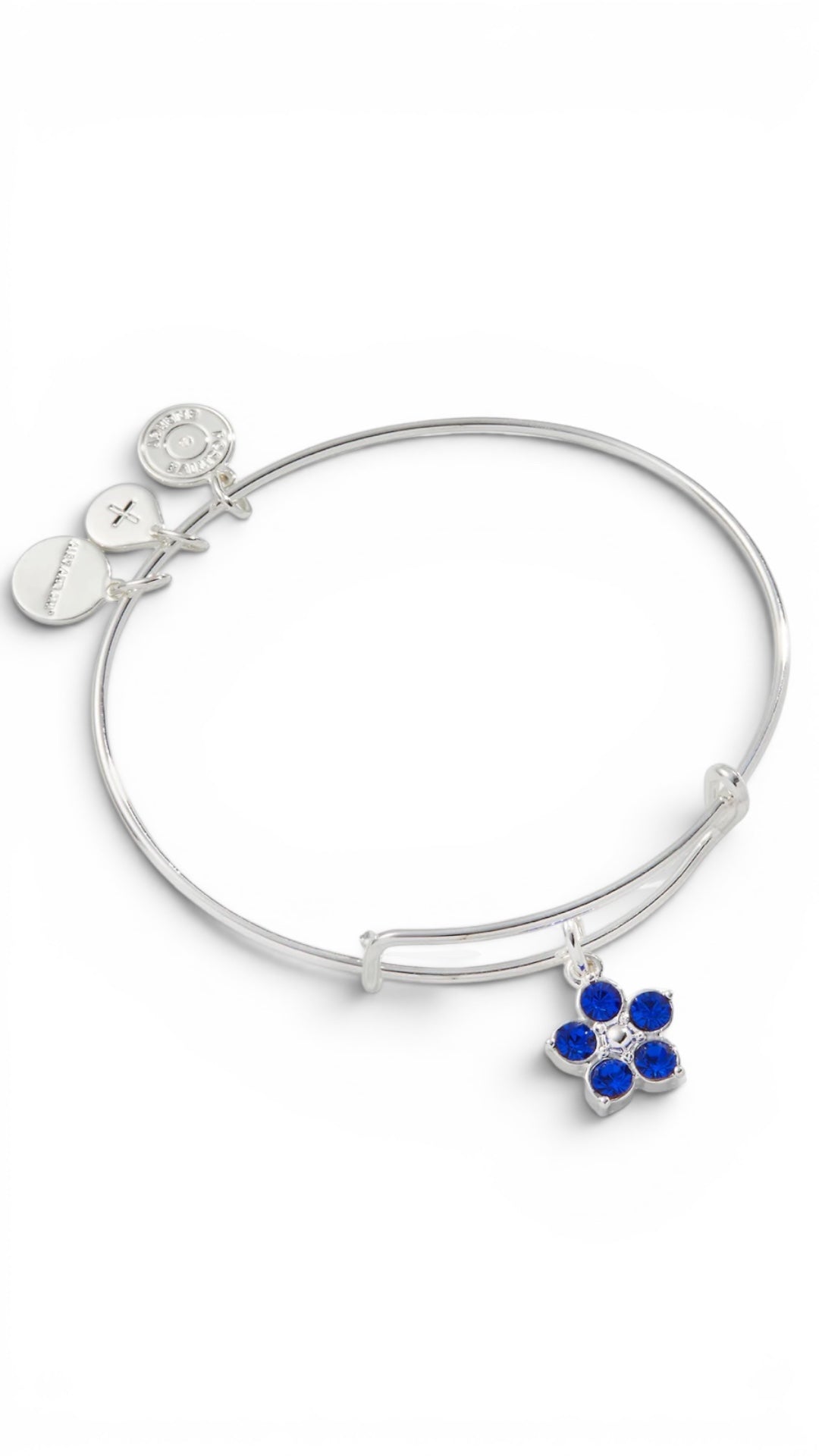 Alex and Ani - Forget-Me-Not Flower Remembrance Charm Bangle Bracelet with Swarovski Crystals