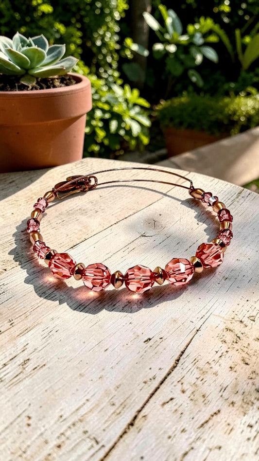Alex and Ani - Peony Color Palette Bracelet, Pink Swarovski Crystal Bangle