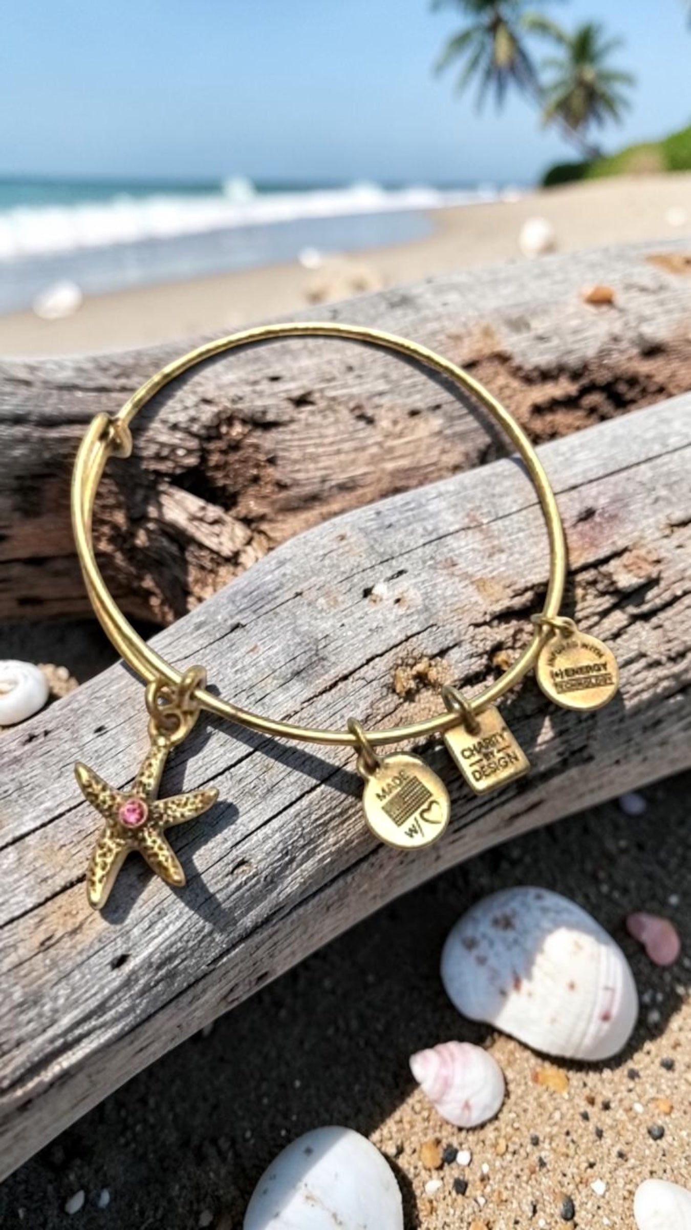 Alex and Ani - Starfish With Pink Swarovski Crystal Charm for Growth & New Beginnings Bangle Bracelet
