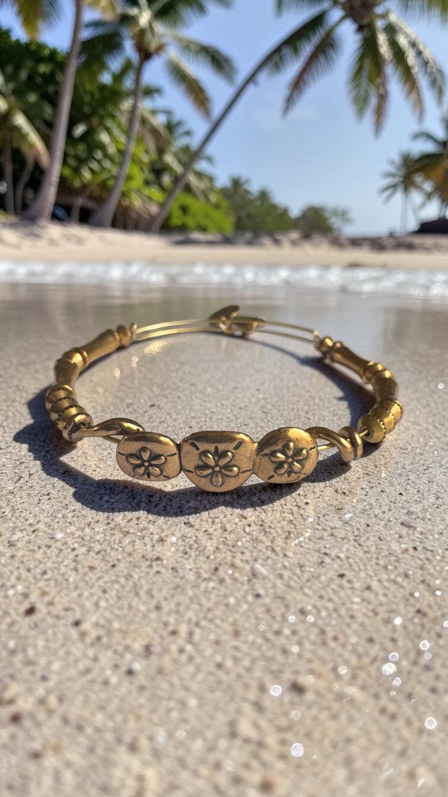 Alex and Ani - Sand Dollar Beaded Charm Wrap Bangle Bracelet
