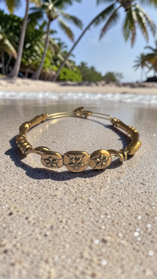 Alex and Ani - Sand Dollar Beaded Charm Wrap Bangle Bracelet