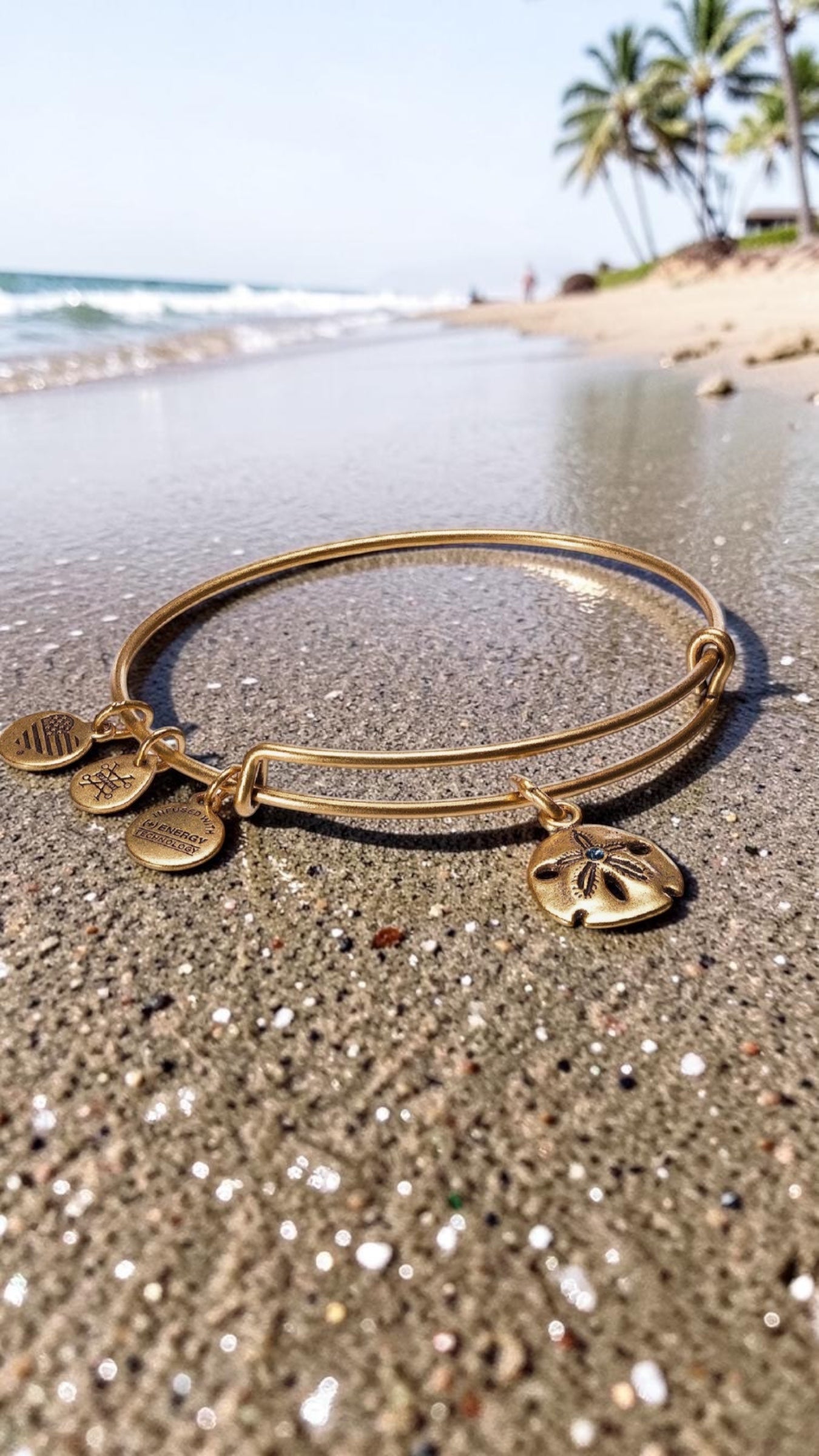 Alex and Ani - Sand Dollar Charm Bangle With a Swarovski Crystal