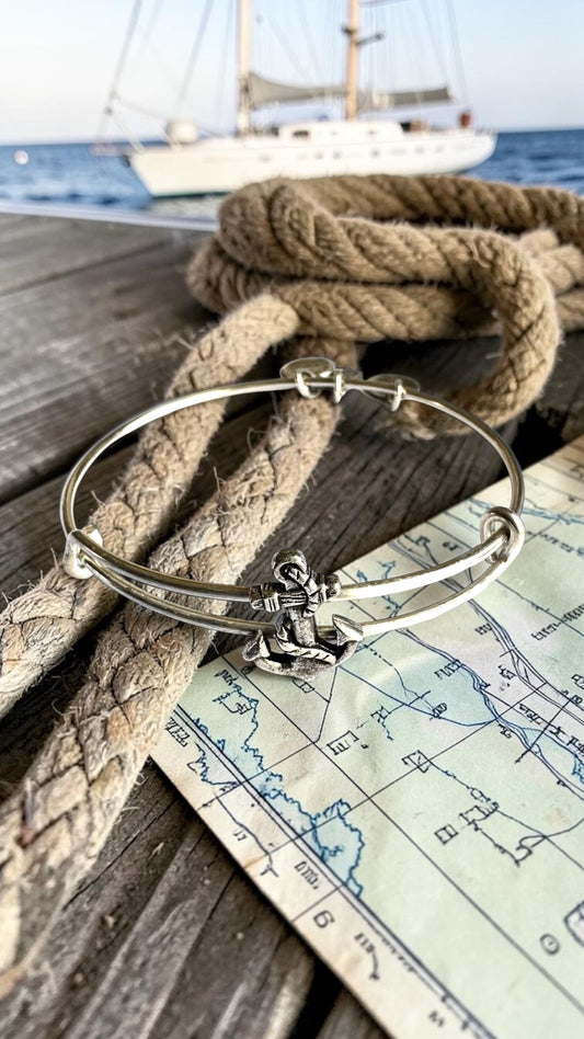 Alex and Ani - Anchor Slide Charm  Bangle Bracelet