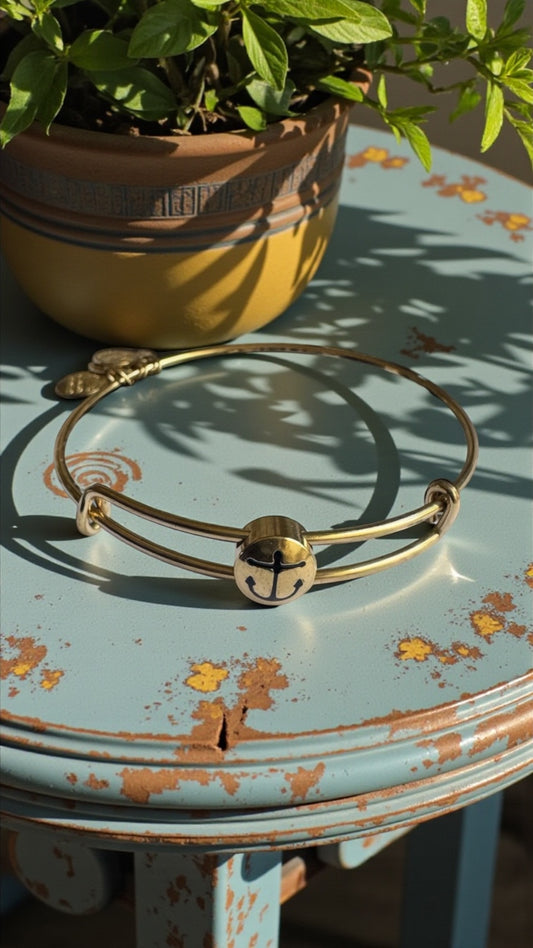Alex and Ani - Anchor Slide Sacred Studs Charm  Bangle Bracelet