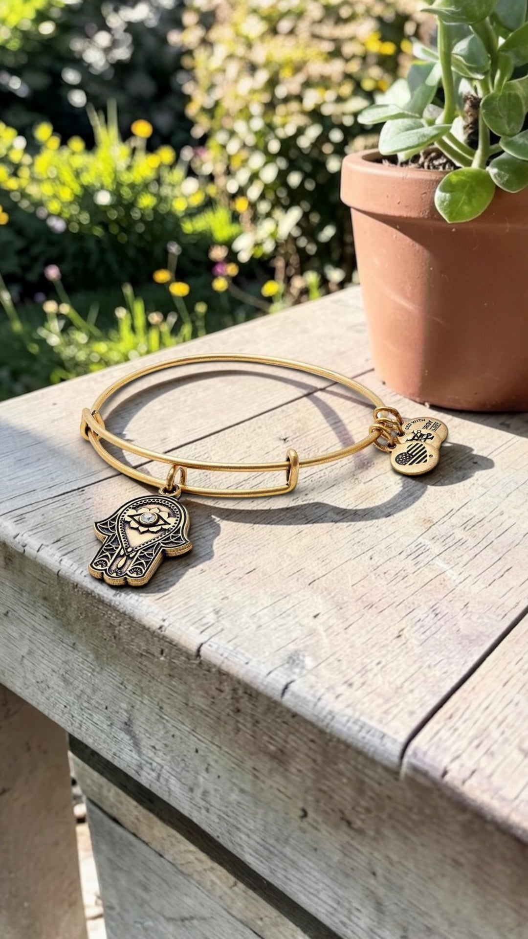 Alex and Ani - Hand Of Fatima Charm Bangle Bracelet with Swarovski Crystal
