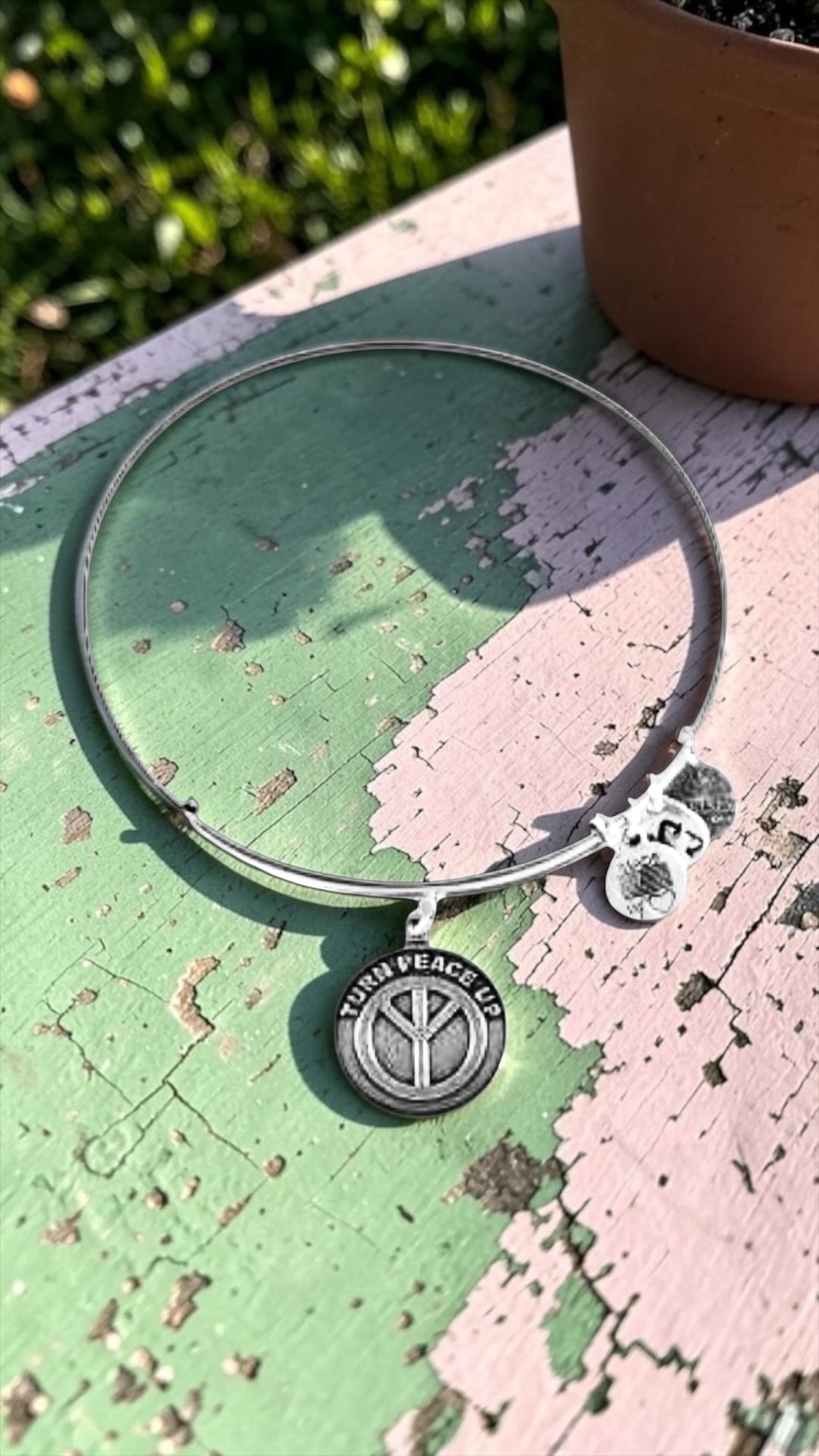 Alex and Ani - ‘Turn Peace Up’ Charm Bangle Bracelet