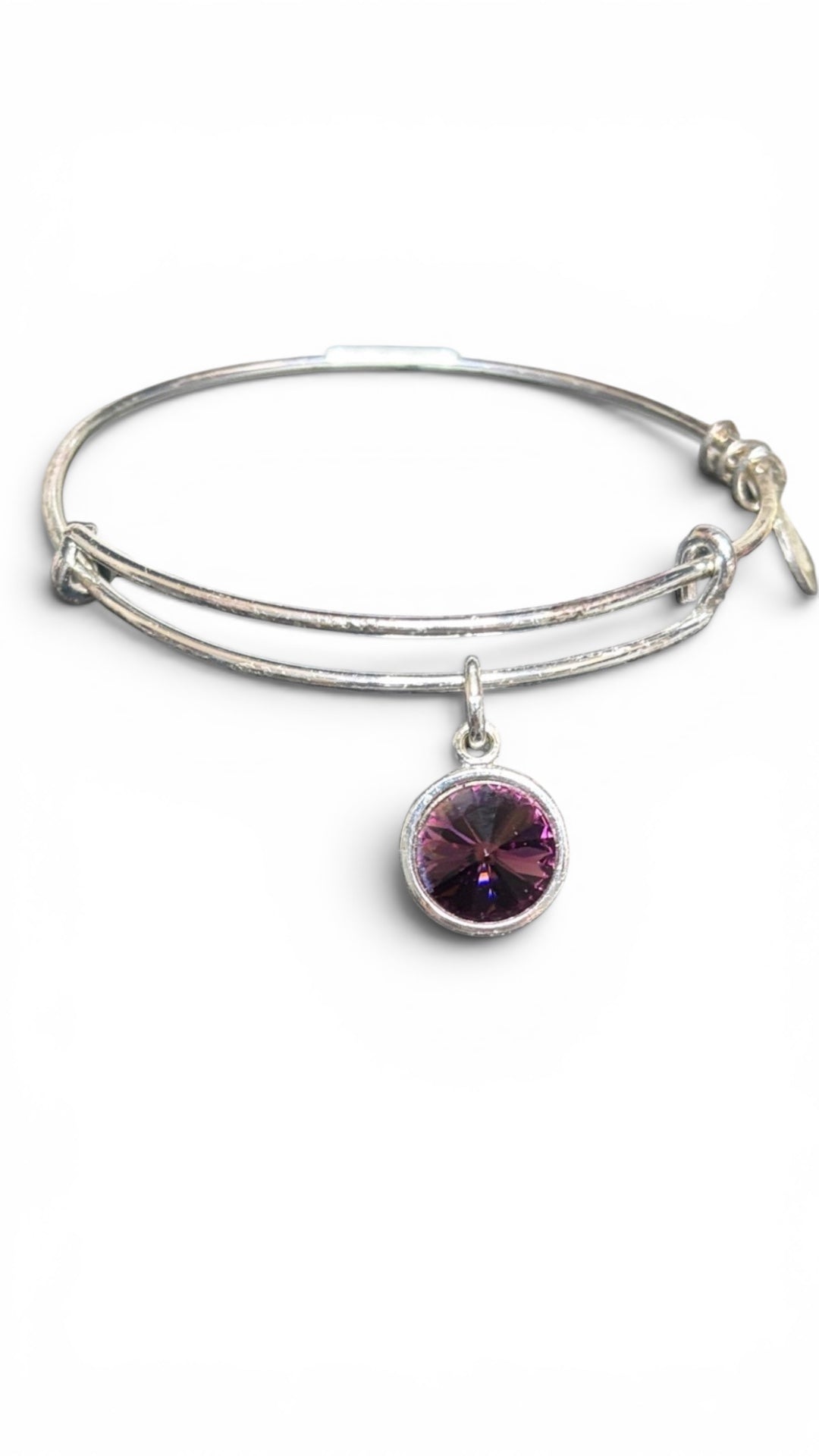 Alex and Ani - February Birth Amethyst Swarovski Crystal, Three Styles Bangle Bracelet
