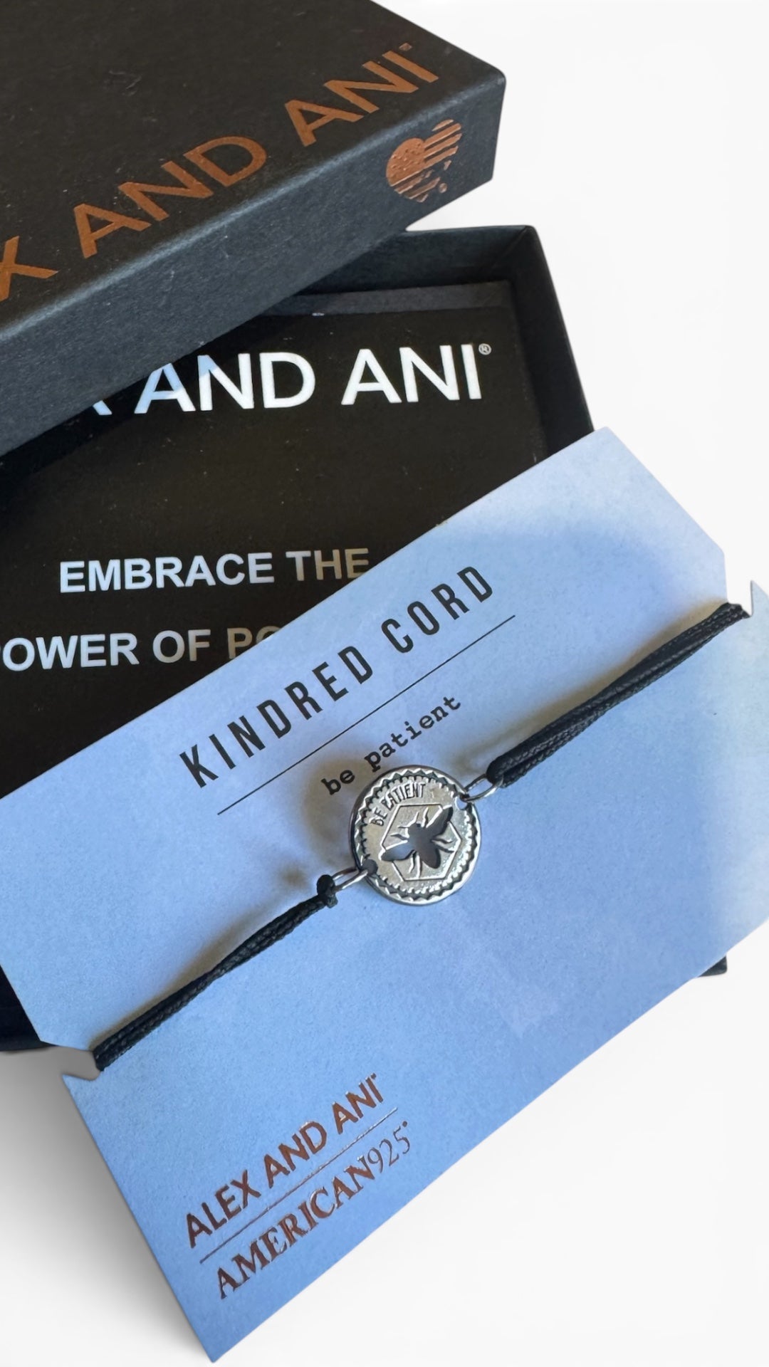Alex and Ani - Be Patient  Charm Pull Kindred Cord Bracelet, American 925*