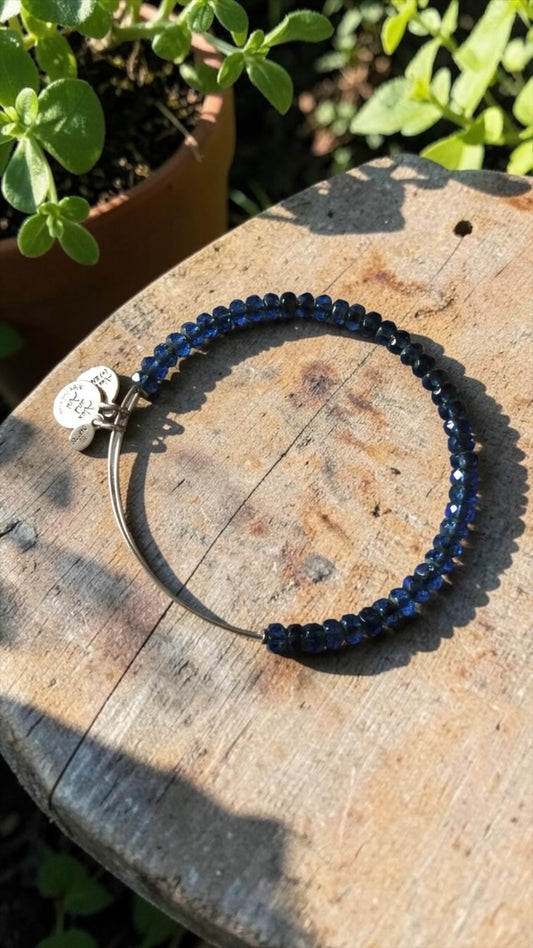 Alex and Ani - Brilliance Navy Faceted Beaded Bangle Bracelet
