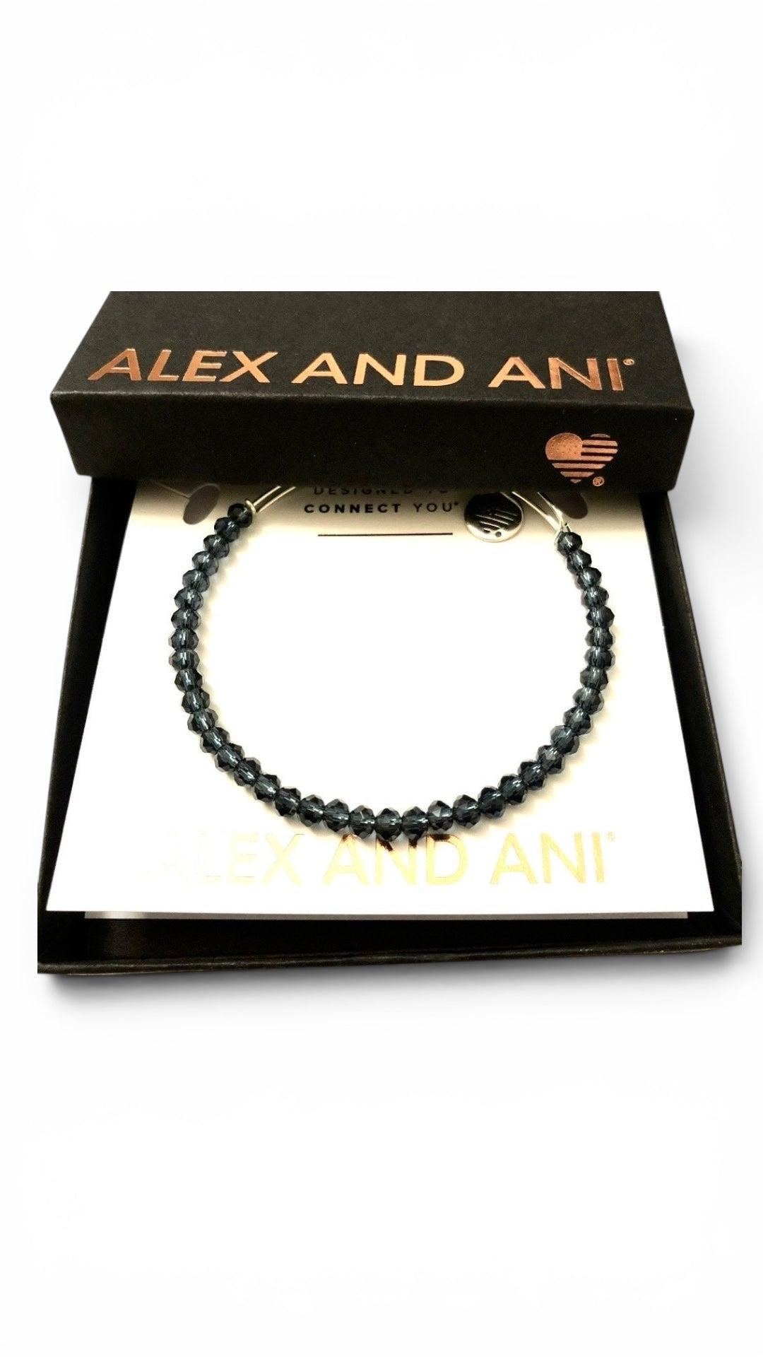 Alex and Ani - Brilliance Navy Faceted Beaded Bangle Bracelet