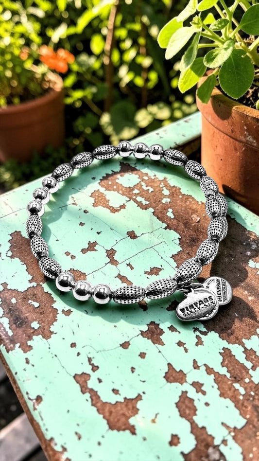 Alex & Ani - Vintage 66 Beaded Rafaelian Silver Wrap, Bangle Bracelet