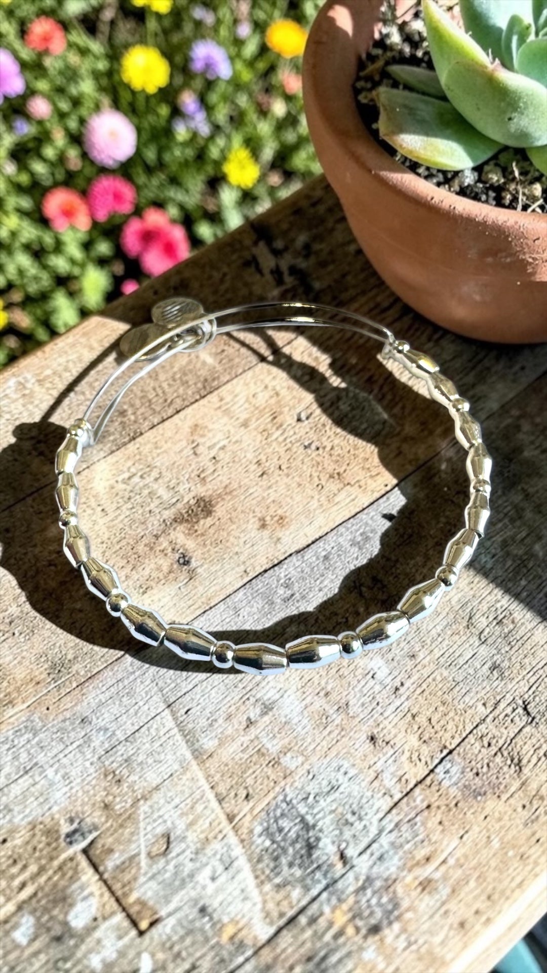 Alex & Ani - Shiny Silver Beaded Bangle Bracelet