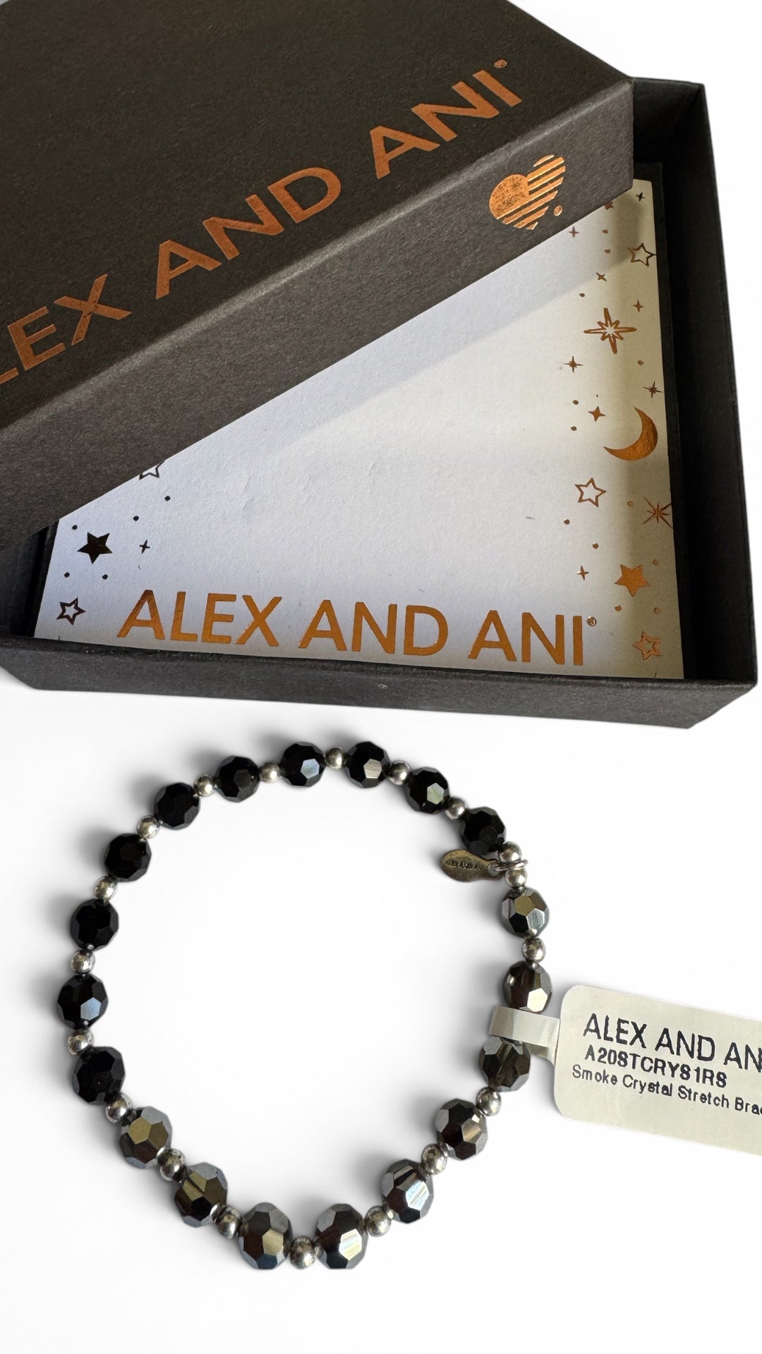 Alex and Ani - Smoke Crystal Stretch Beaded Bracelet