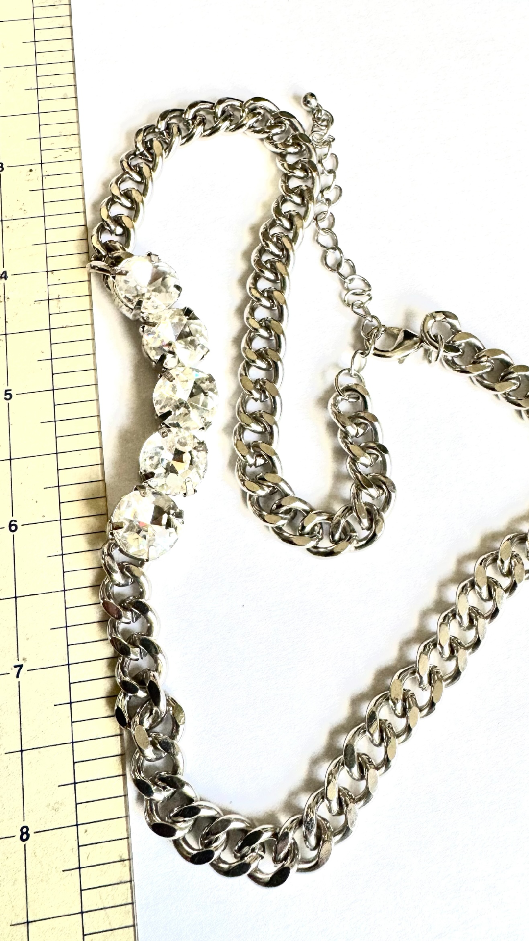 Clear Austrian Crystal Curb Link Vintage Rivière Necklace, Rare Find