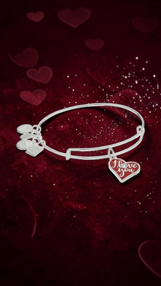Alex and Ani - ‘I Love You’ Charm Bangle Bracelet With a Swarovski Crystal