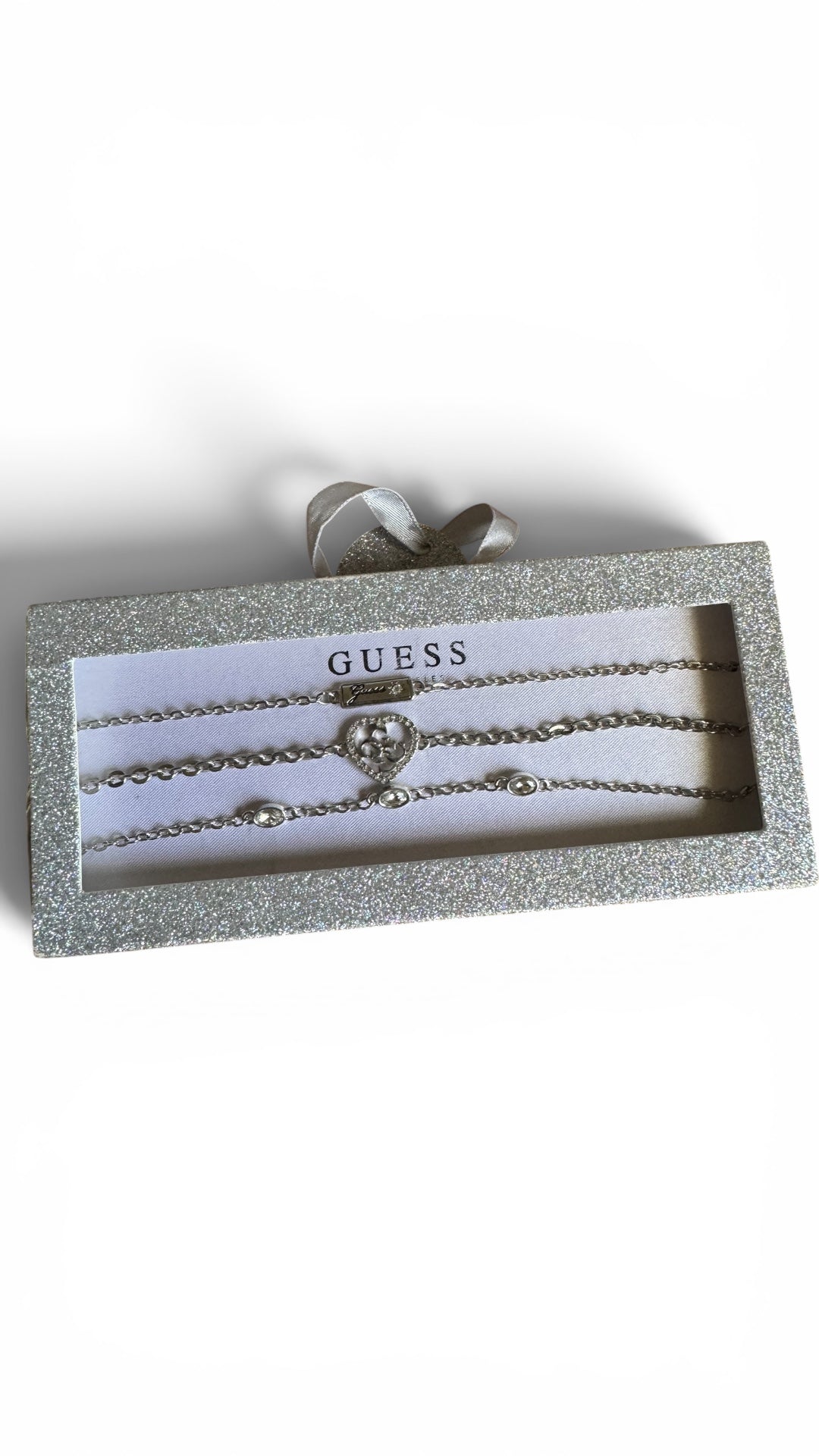 Guess - Stainless Steel Set of 3 Chain Bracelet Gift Set with Crystal Accents