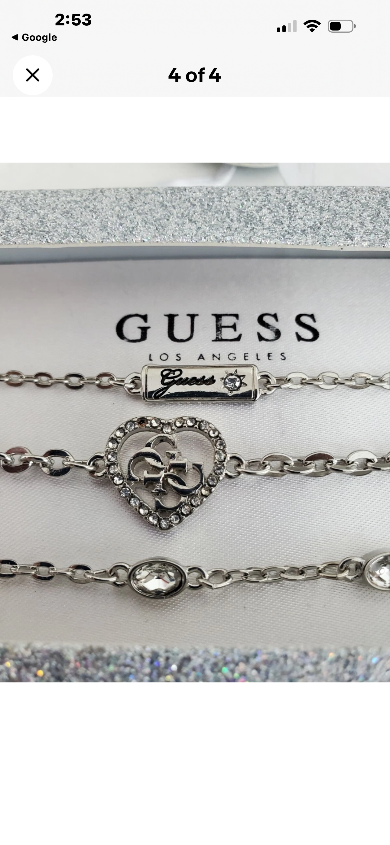 Guess - Stainless Steel Set of 3 Chain Bracelet Gift Set with Crystal Accents