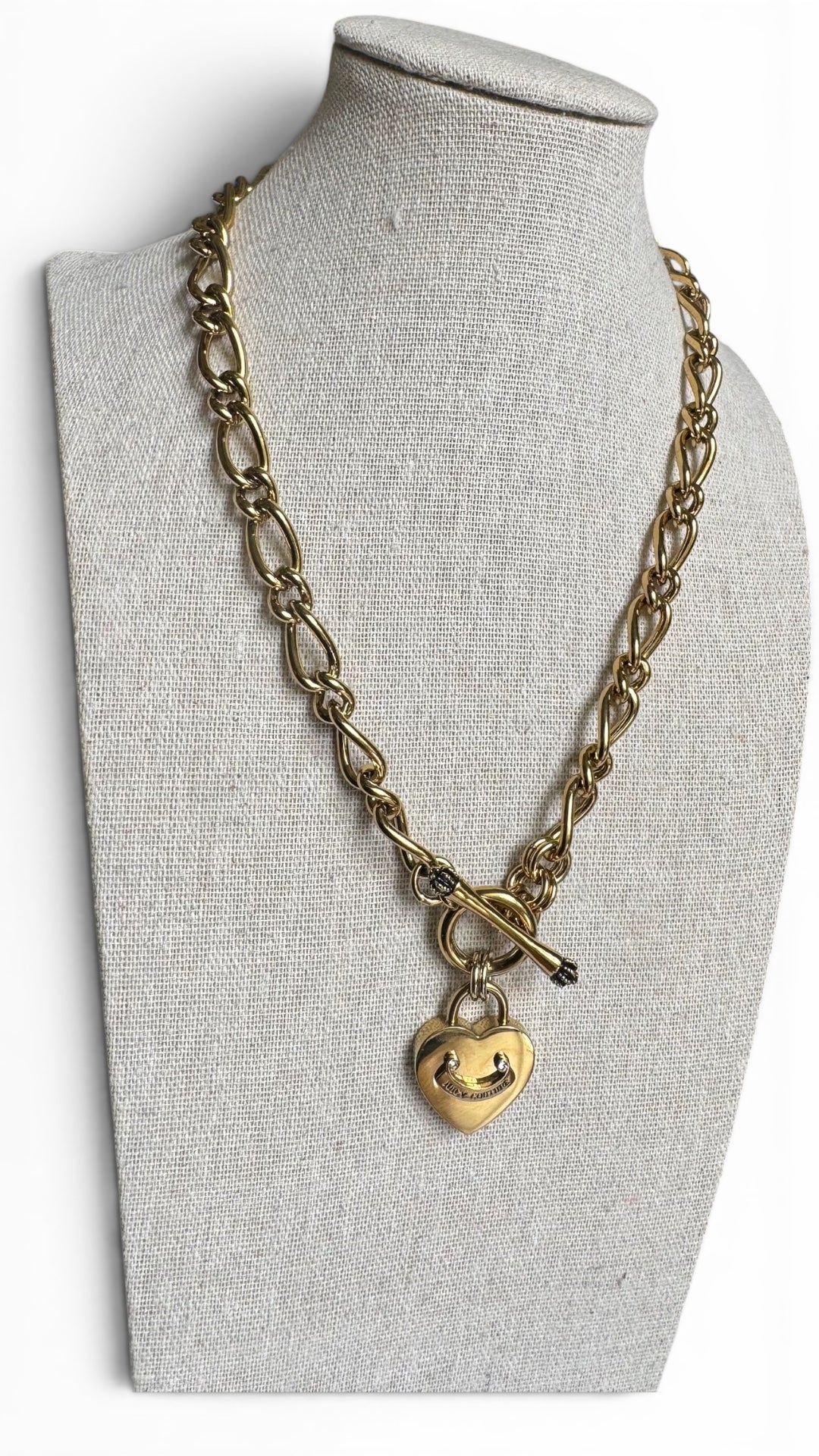 Vintage Juicy Couture ‘Royal Couture’ Gold Heart Large Link Toggle Necklace