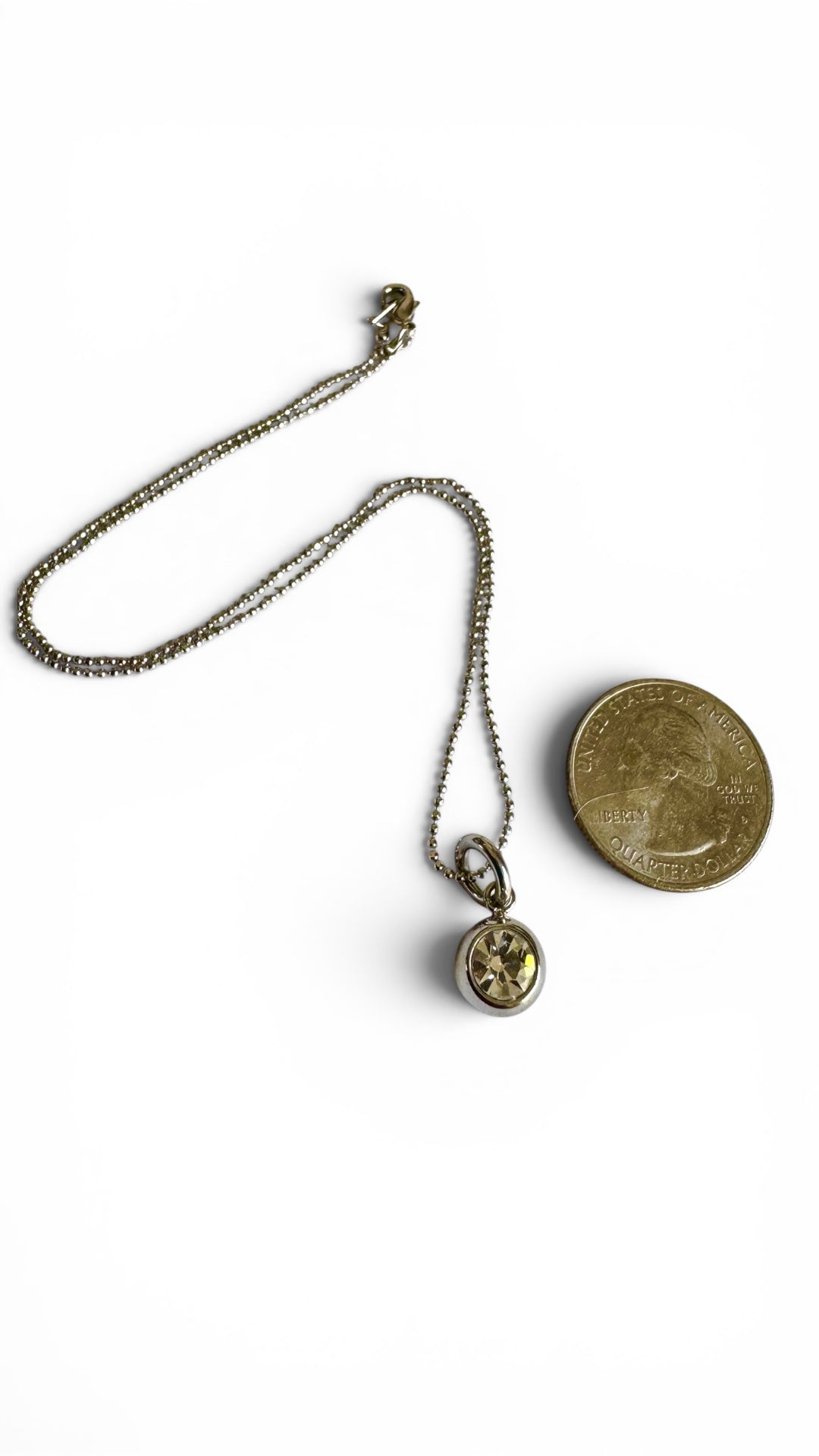Alex and Ani - April Swarovski Clear Crystal Charm Pendant, Sterling Silver Diamond Cut Chain Necklace