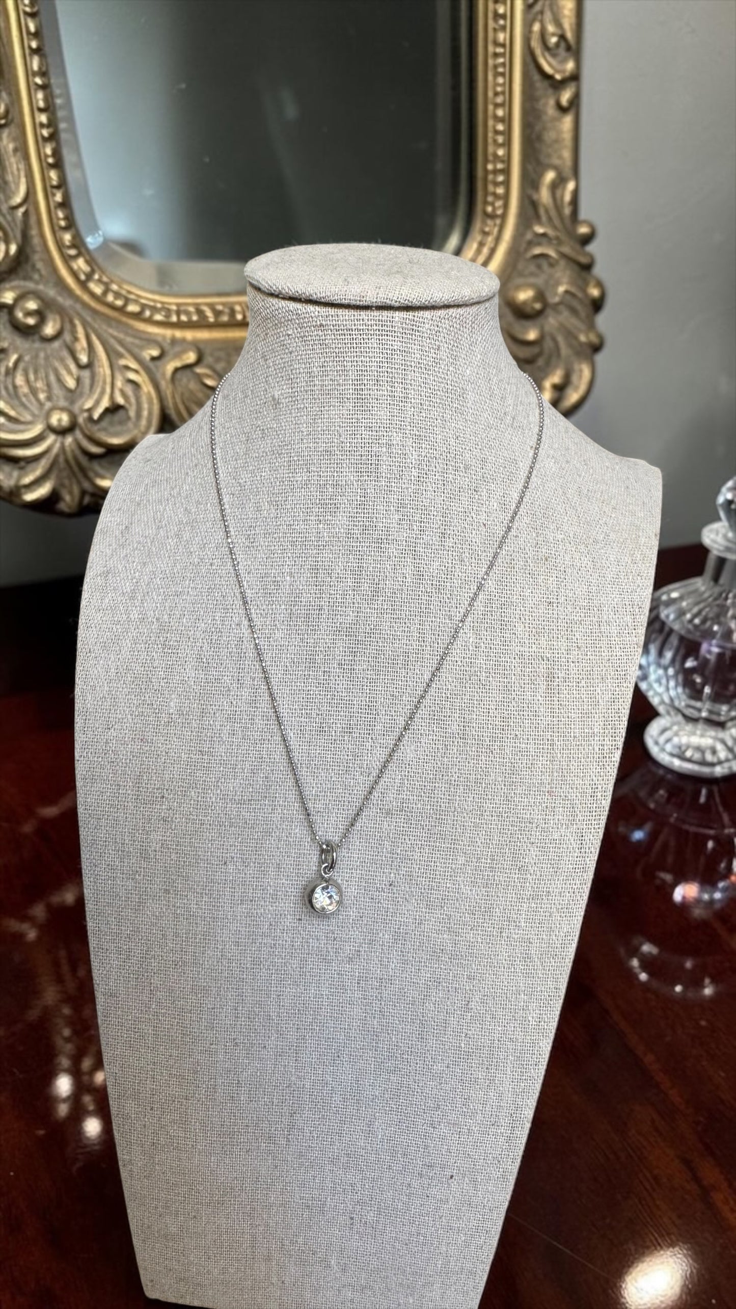 Alex and Ani - April Swarovski Clear Crystal Charm Pendant, Sterling Silver Diamond Cut Chain Necklace