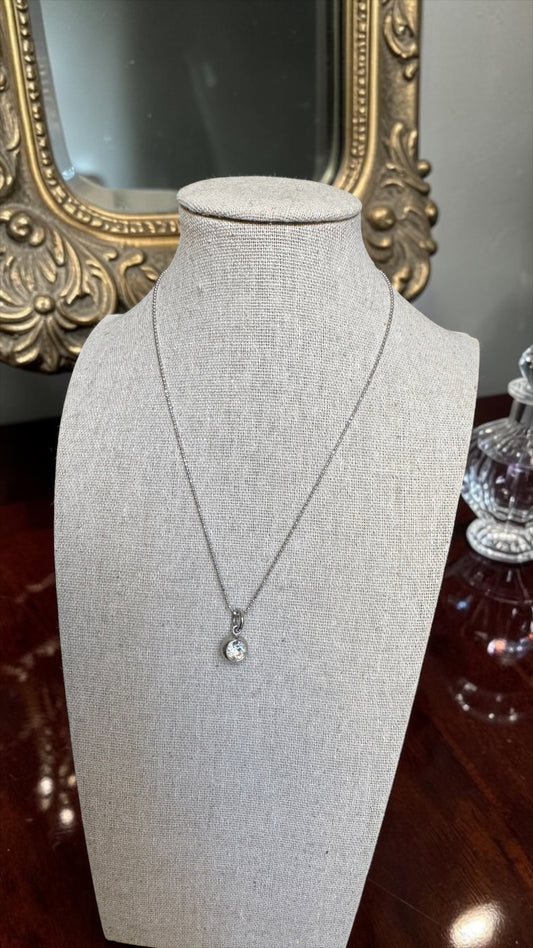 Alex and Ani - April Swarovski Clear Crystal Charm Pendant, Sterling Silver Diamond Cut Chain Necklace